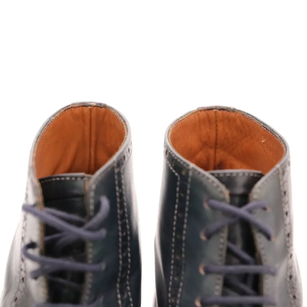 Navyboot Italy Navy Blue Leather Wingtip Chukka Boots Men 7 Dress Shoes Ankle 40
